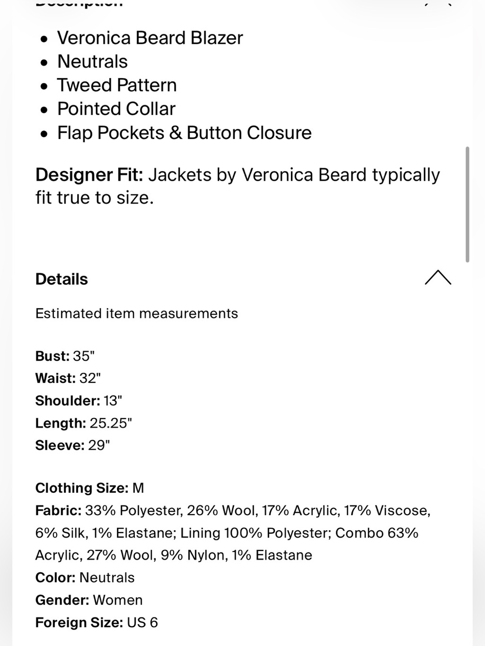 $798 Veronica Beard Bayard Dickey Jacket colorblock Herringbone Camel brown sz 6 - Picture 16 of 16